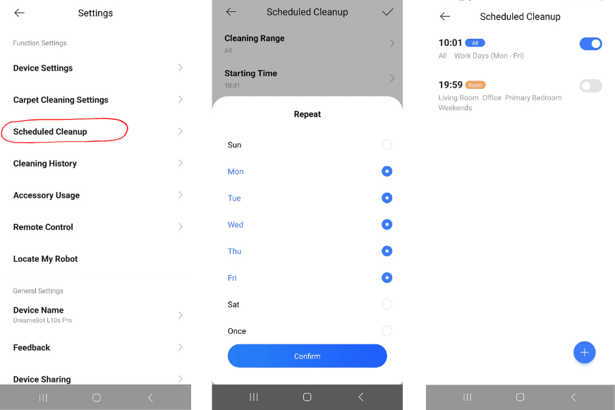 График уборки для Dreame L10s Pro в приложении Dreamehome.